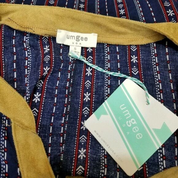 Umgee Tribal Print Boho Tunic Dress Faux Suede - Picture 5 of 5